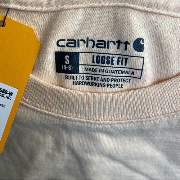 CARHARTT • NEW! Script Logo Graphic Tee T-Shirt - Cantaloupe Heather - Size S - Picture 8 of 11